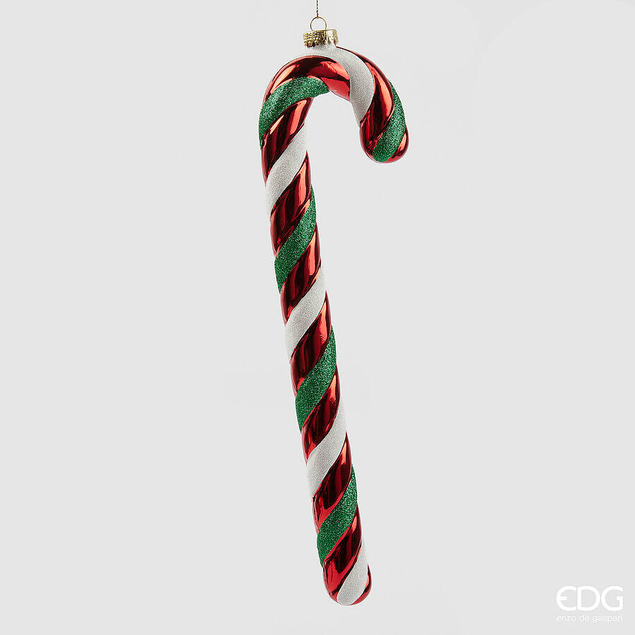 Décoration de Noël EDG Enzo De Gasperi Canne à sucre à suspendre H 39 cm Vert Rouge