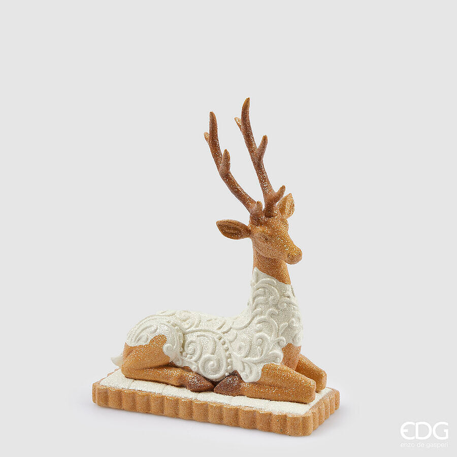 EDG Enzo De Gasperi Décoration de Noël Renne Massepain H 31 Cm L 23 cm L 11,5 Cm Noisette