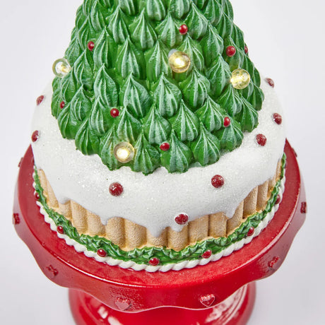 Miniled Pine Christmas Decoration H 37 Cm D 17 Cm 3x AA Green Red