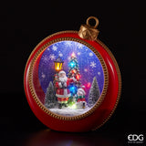 Diorama Babbo Natale con Pino Palla MiniLed H 46 Cm L 40 Cm L 15 Cm Red Gold