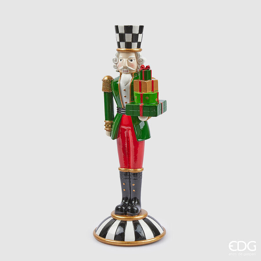 Décoration de Noël EDG Enzo De Gasperi Soldat Échecs H 41 Cm P 14 Cm Vert Rouge