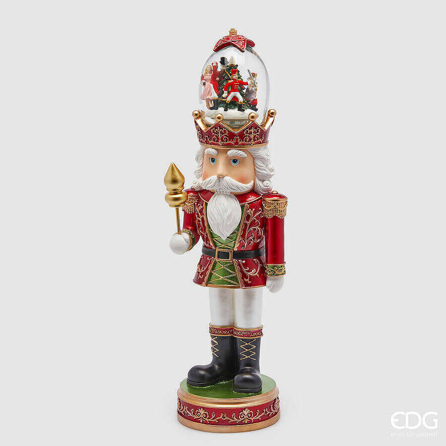 EDG Enzo De Gasperi Boule de Noël Soldat d'eau Led H 49,5 cm P 10 cm Musique Vert Rouge