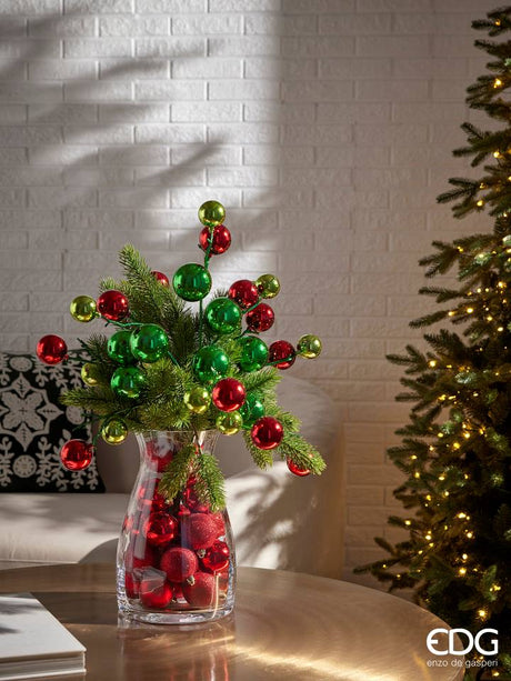 PalleMix Branche Décoration De Noël X 12 H 53 Cm Vert Rouge