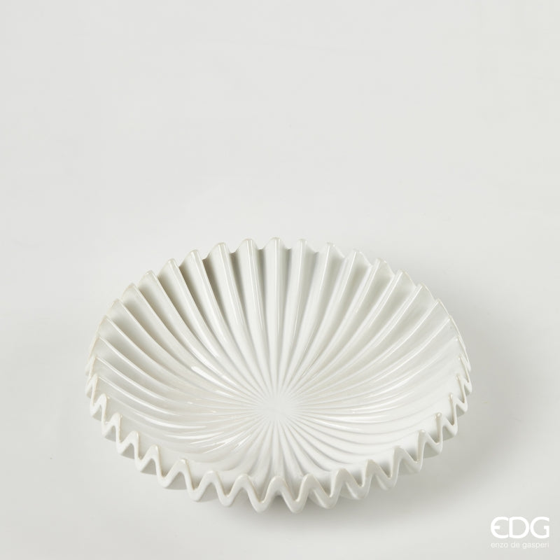 edg enzo de gasperi piatto decorativo raggiera rotondo h 8 cm d 29 cm ceramica ivory ean 8059824465771