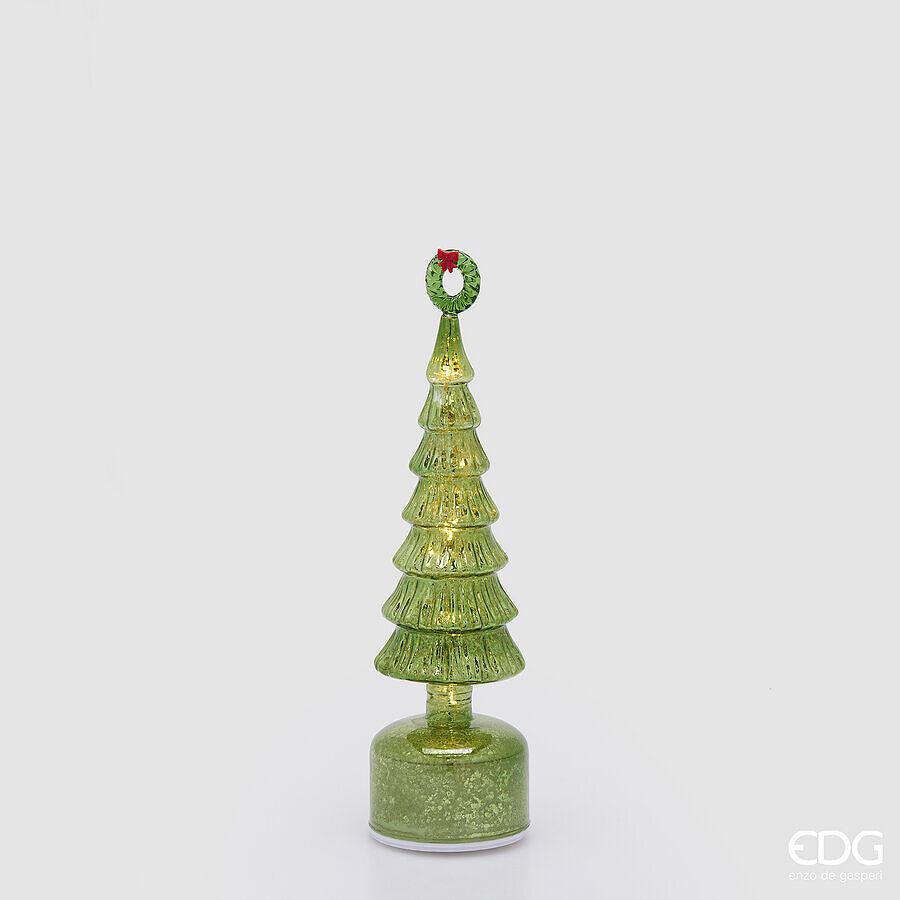 EDG Enzo De Gasperi Pino Twist Green avec MicroLED et Mouvement H32 Ø9 cm – Décoration de Noël
