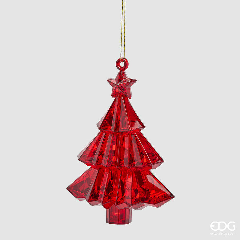 EDG Enzo De Gasperi Décoration Sapin Diamant à Suspendre Rouge 17x13x6 cm – Décoration de Noël