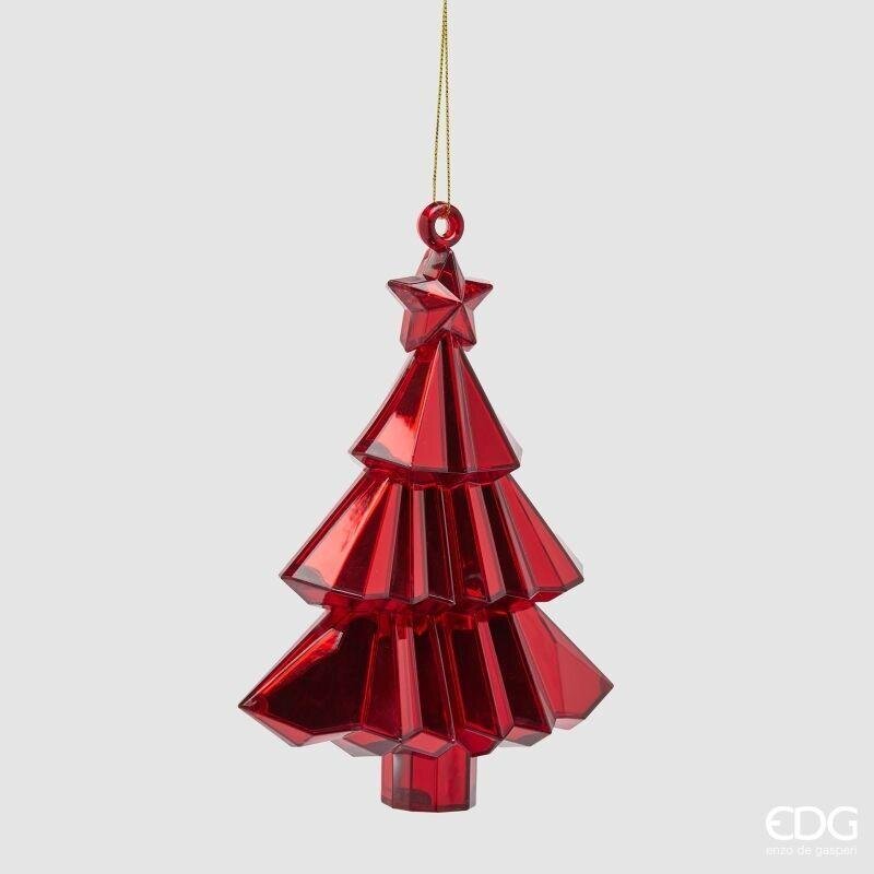EDG Enzo De Gasperi Décoration Sapin Diamant à Suspendre Rouge 17x13x6 cm – Décoration de Noël