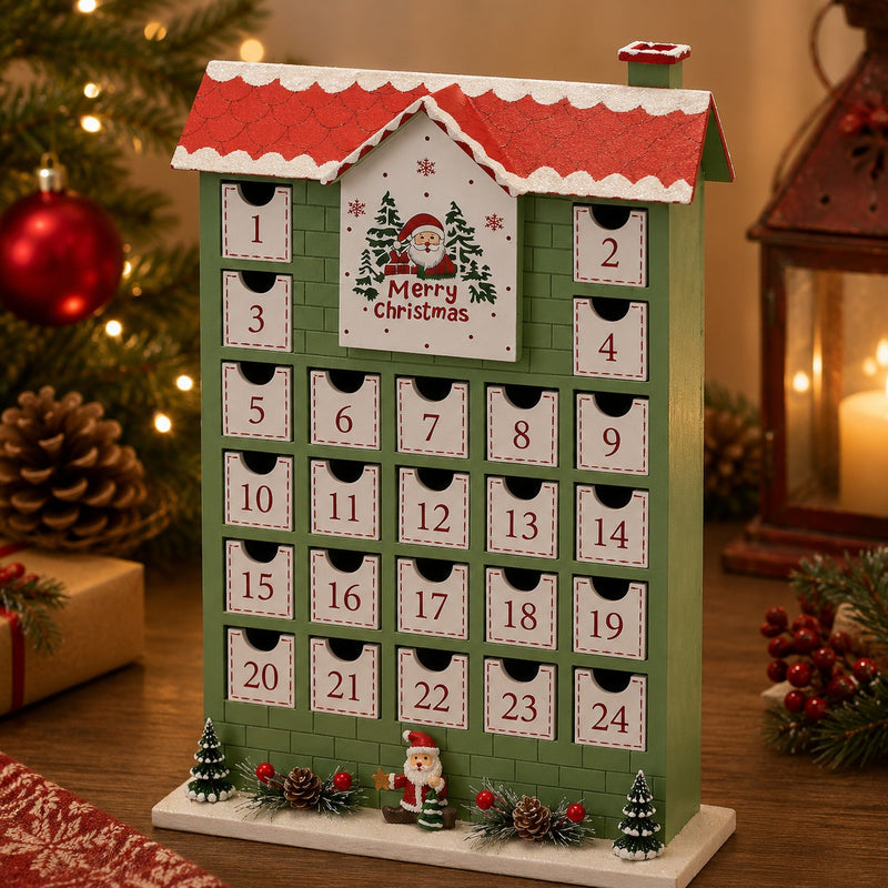 EDG Enzo De Gasperi Casetta Avvento Natalizia H35,5x25x9,5 cm Verde Chiaro – Decorazione di Natale