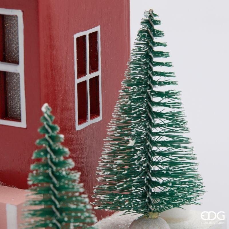 EDG Enzo De Gasperi Casetta Natalizia LED in Legno H27,5 cm Verde Rossa – Decorazione di Natale