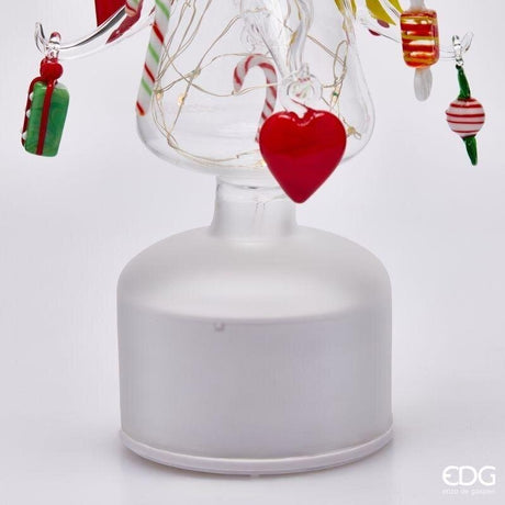 EDG Enzo De Gasperi Pino Twist Natalizio avec Décors LED H36 Ø9 cm Multicolore avec Mouvement et Lumières