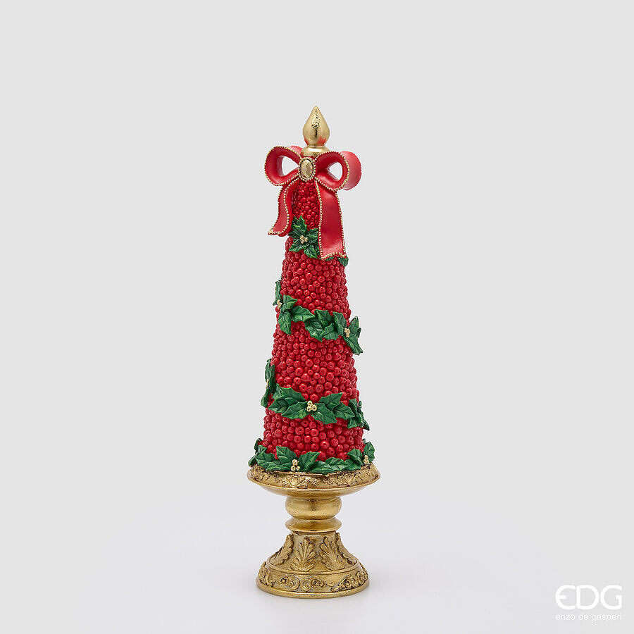 EDG Enzo De Gasperi Sapin de Noël avec Nœud H48 cm Vert Rouge – Décoration de Noël
