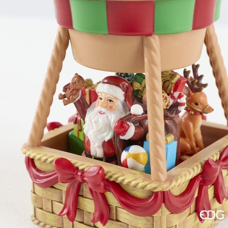 EDG Enzo De Gasperi Mongolfiera Natalizia LED H25 Ø12 cm Bianca Rossa con Musica, Movimento e Luci – Decorazione di Natale