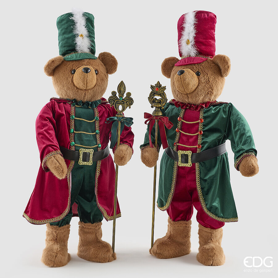 EDG Enzo De Gasperi Orso Soldatino Natalizio Assortito H100 cm Verde Rosso 1 Pezzo – Decorazione di Natale