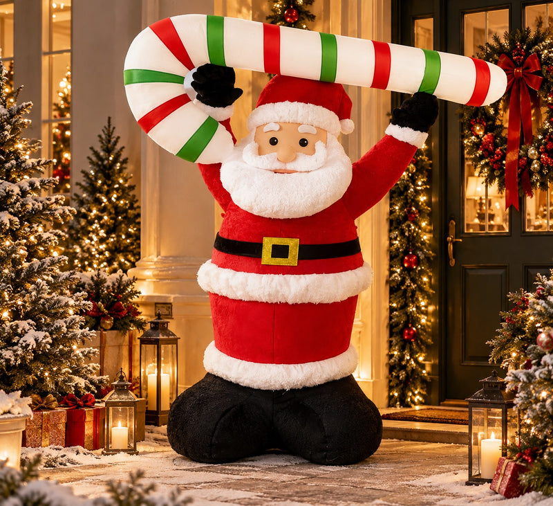 EDG Enzo De Gasperi Babbo Natale Gonfiabile Candy con LED H250 Ø190 cm – Decorazione di Natale