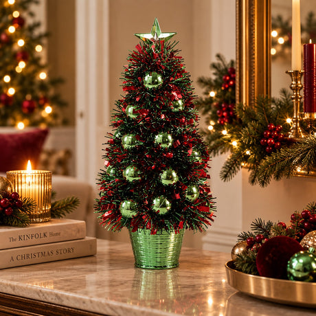 EDG Enzo De Gasperi Sapin de Noël avec Boules H32 cm Vert Mix – Décoration de Noël