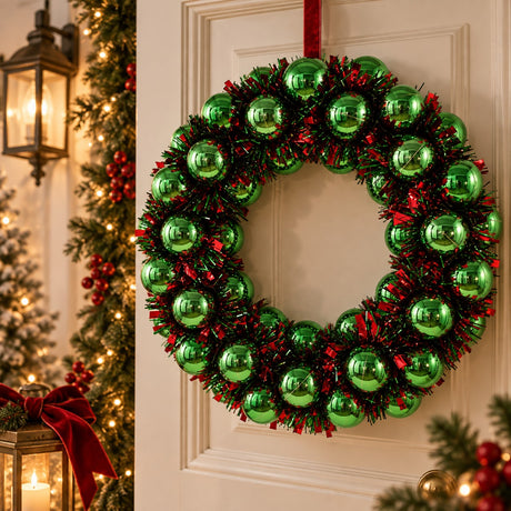 EDG Enzo De Gasperi Couronne de Noël avec Boules à Suspendre Ø32 cm Vert Mélangé – Décoration de Noël