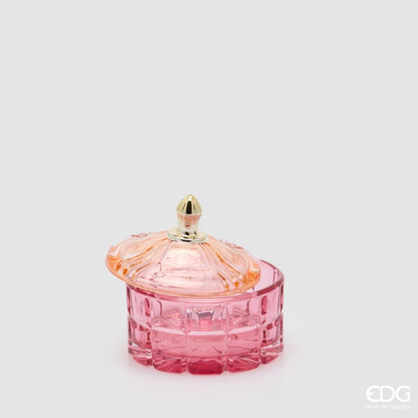 EDG Enzo De Gasperi Boîte Décorative Ronde H10,5 Ø10,5 cm Rose – Accessoire de Décoration