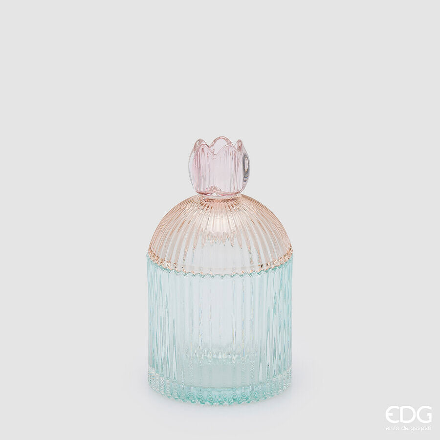 EDG Enzo De Gasperi Boîte de Rangement Décorateur à Rayures Pink Mix H18,5 Ø10,5 cm – Décoration de Noël