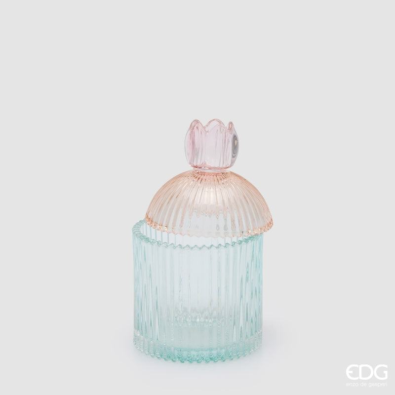 EDG Enzo De Gasperi Boîte de Rangement Décorateur à Rayures Pink Mix H18,5 Ø10,5 cm – Décoration de Noël