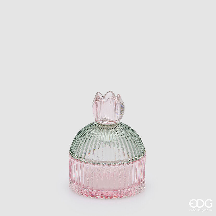 EDG Enzo De Gasperi Boîte Décorative Rayures Green Pink H14 Ø10,5 cm – Décoration Noël