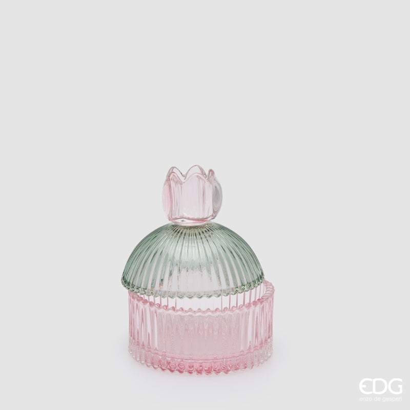 EDG Enzo De Gasperi Boîte Décorative Rayures Green Pink H14 Ø10,5 cm – Décoration Noël