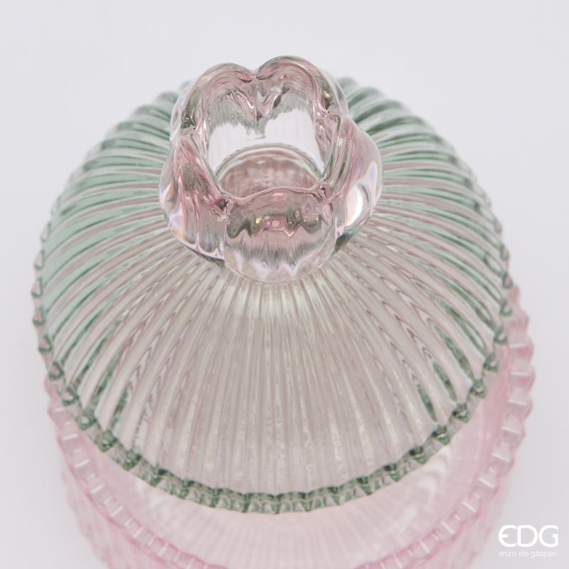EDG Enzo De Gasperi Boîte Décorative Rayures Green Pink H14 Ø10,5 cm – Décoration Noël