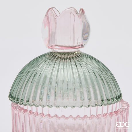 EDG Enzo De Gasperi Boîte Décorative Rayures Green Pink H14 Ø10,5 cm – Décoration Noël