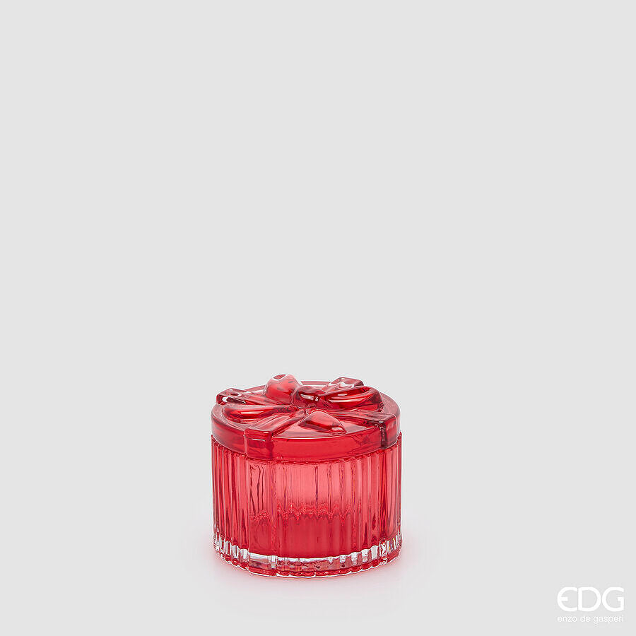 EDG Enzo De Gasperi Contenitore Decorativo Pacco Regalo Rotondo H6 Ø8 cm Rosso – Decorazione Natalizia