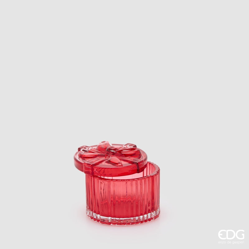EDG Enzo De Gasperi Contenitore Decorativo Pacco Regalo Rotondo H6 Ø8 cm Rosso – Decorazione Natalizia
