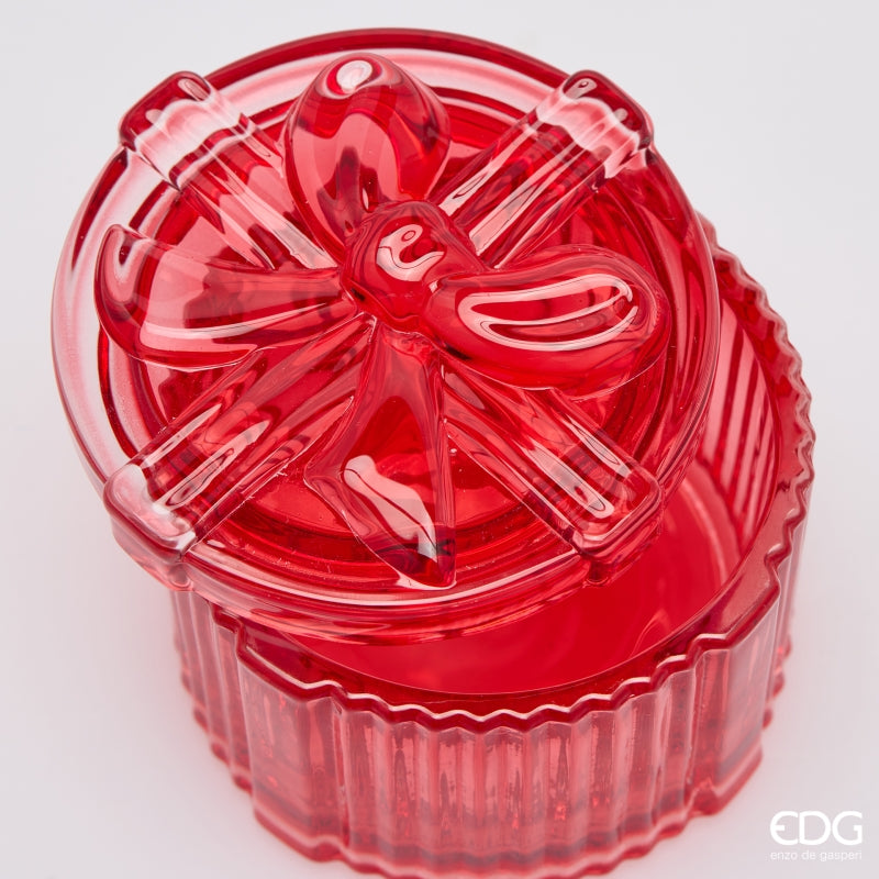 EDG Enzo De Gasperi Contenitore Decorativo Pacco Regalo Rotondo H6 Ø8 cm Rosso – Decorazione Natalizia