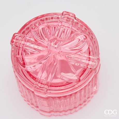 EDG Enzo De Gasperi Contenitore Decorativo Pacco Regalo Rotondo Pink H6 Ø8 cm – Decorazione di Natale