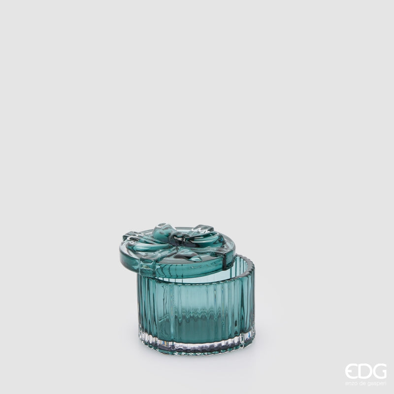 EDG Enzo De Gasperi Contenitore Decorativo Pacco Regalo Rotondo H6 Ø8 cm Verde Mix – Decorazione Natalizia