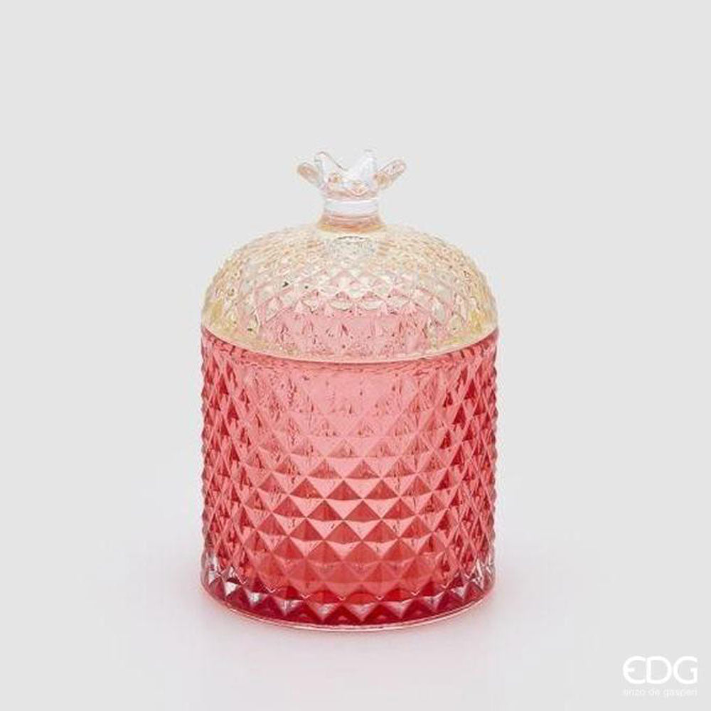 EDG Enzo De Gasperi Contenitore Decorativo Rotondo a Rombi H13 Ø8,5 cm Rosso – Decorazione di Natale