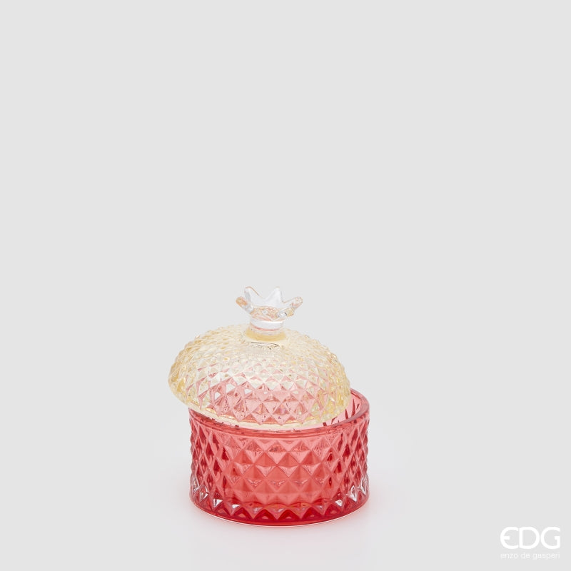 EDG Enzo De Gasperi Contenitore Decorativo Rotondo a Rombi H9,5 Ø8,5 cm Rosso – Decorazione di Natale