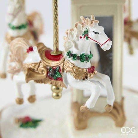 EDG Enzo De Gasperi Carillon de Noël Cheval Manège H25 Ø20 cm Rouge – Décoration de Noël