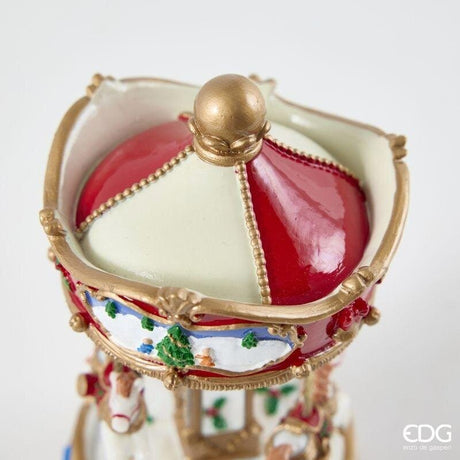 EDG Enzo De Gasperi Carillon Noël Cheval Manège H17 Ø9,5 cm Rouge – Décoration de Noël
