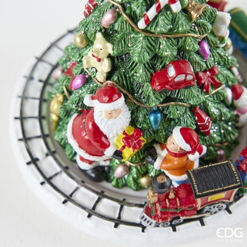 EDG Enzo De Gasperi Carillon Natalizio Trenino con Pino H17 Ø15,5 cm Verde – Decorazione di Natale