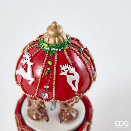 EDG Enzo De Gasperi Carrousel avec Rennes H17 Ø7,5 cm Rouge – Décoration de Noël