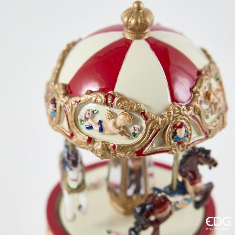 EDG Enzo De Gasperi Carillon Giostra Cavallo H18,5 Ø8,5 cm Bianco Rosso – Decorazione di Natale
