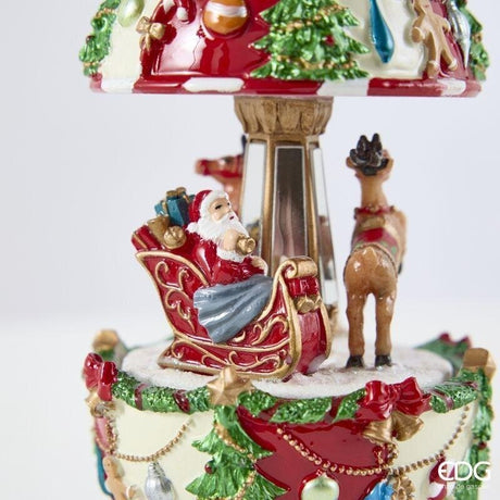 EDG Enzo De Gasperi Carillon Père Noël avec Traîneau H17 Ø8,5 cm Vert Rouge – Décoration de Noël