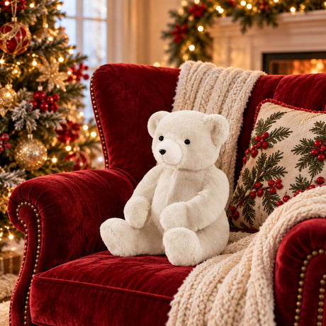 EDG Enzo De Gasperi Decoro Orsetto con Regalo White 25x21xH30 cm – Decorazione di Natale