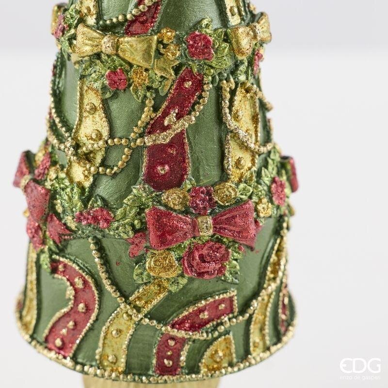 EDG Enzo De Gasperi Pino Decoglitter Verde Rosso H47 Ø13 cm – Décoration de Noël