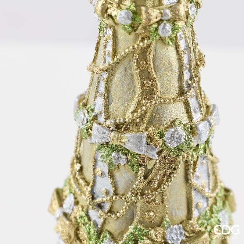 EDG Enzo De Gasperi Pino Decoglitter Silver Gold H36 Ø11 cm – Décoration de Noël