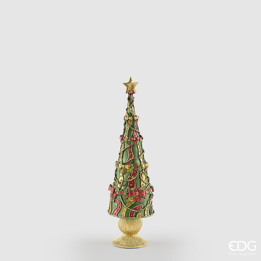 EDG Enzo De Gasperi Pino Decoglitter Verde Rosso H36 Ø11 cm – Décoration de Noël