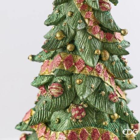 EDG Enzo De Gasperi Sapin Natalizio Glitterato H43 Ø20 cm Vert Rouge – Décoration de Noël