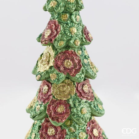 EDG Enzo De Gasperi Pino Decoglitter Green Red H47 Ø14 cm – Décoration de Noël