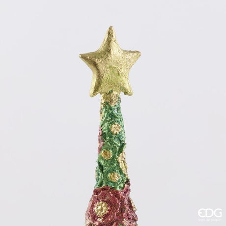 EDG Enzo De Gasperi Pino Decoglitter Verde Rosso H36 Ø11 cm – Décoration de Noël