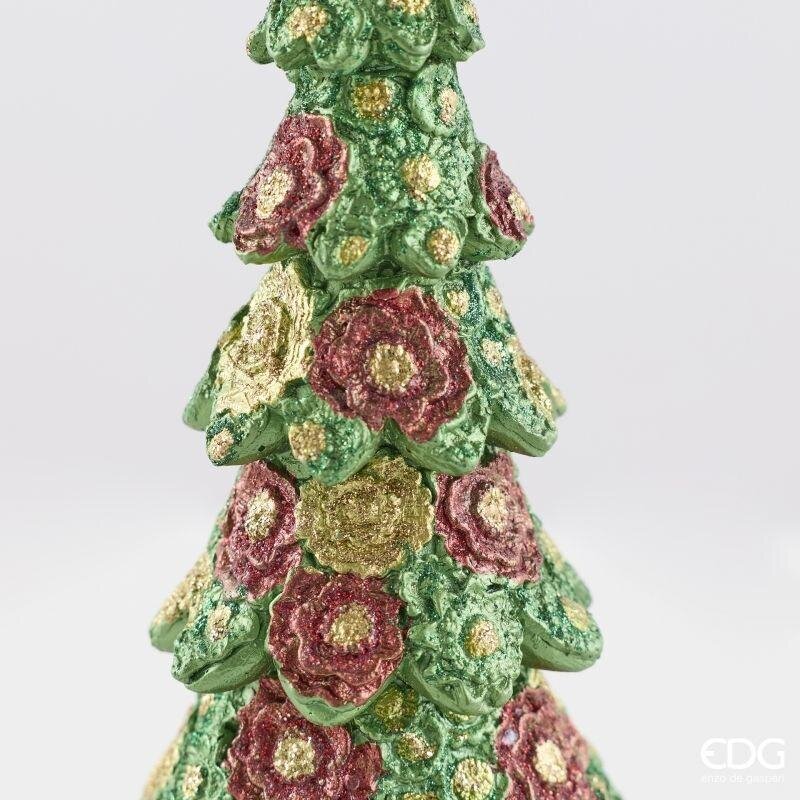 EDG Enzo De Gasperi Pino Decoglitter Verde Rosso H36 Ø11 cm – Décoration de Noël