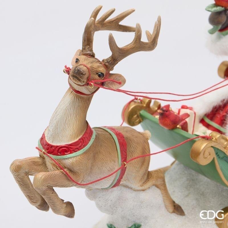 EDG Enzo De Gasperi Décoration Père Noël sur Traîneau Green Red avec LED 44x15xH28 cm – Décoration de Noël