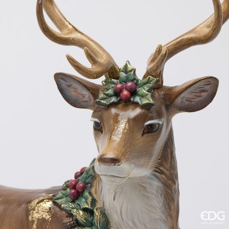 EDG Enzo De Gasperi Renne Noël H56x44x19 cm Noisetier – Décoration de Noël